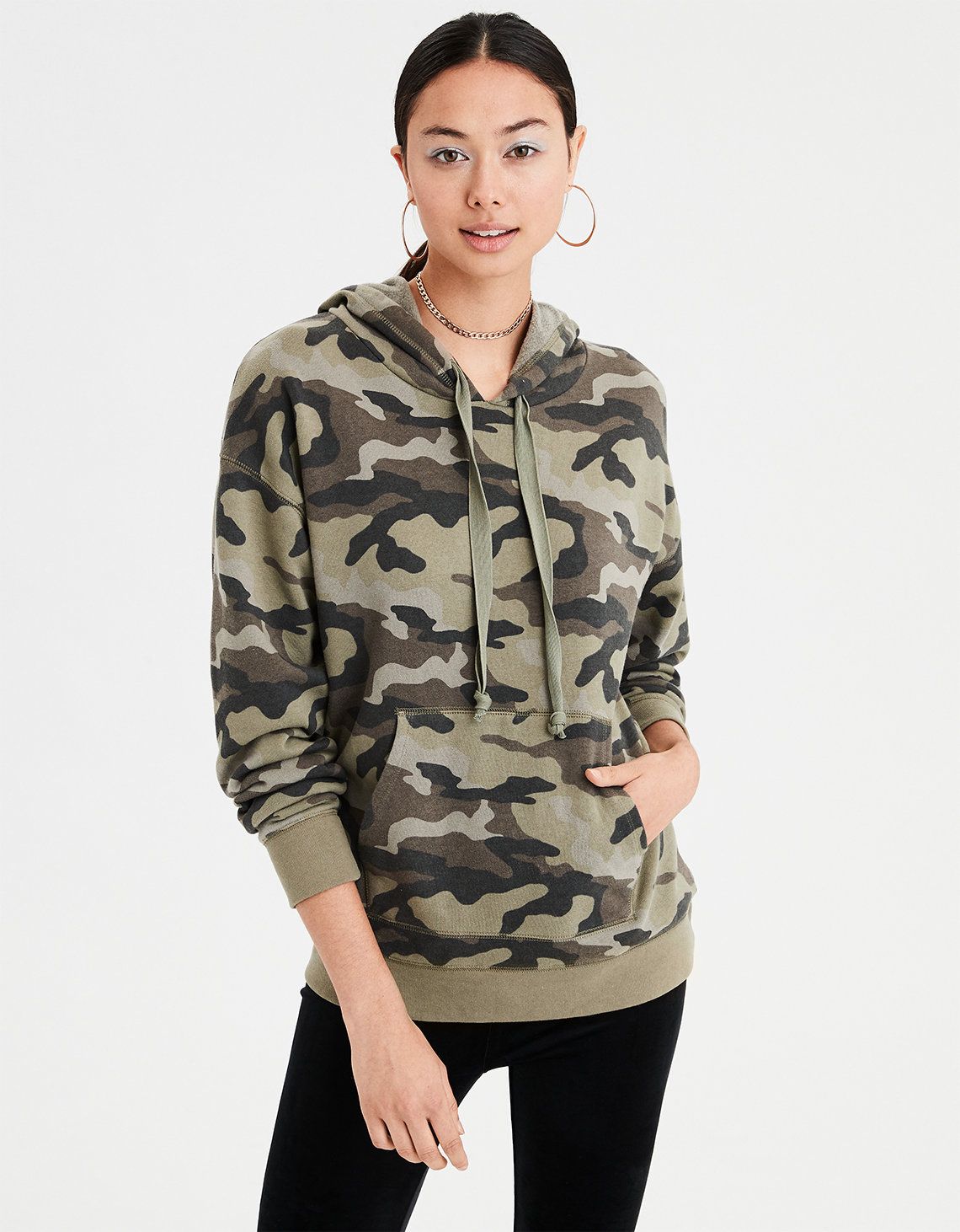 AE Ahhmazingly Soft Hoodie, Camo Green | American Eagle Outfitters (US & CA)