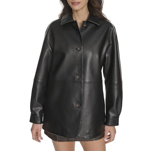 Levi's Women's Relaxed Fit Faux Leather Blazer, Black Pebble, Small | Amazon (US)