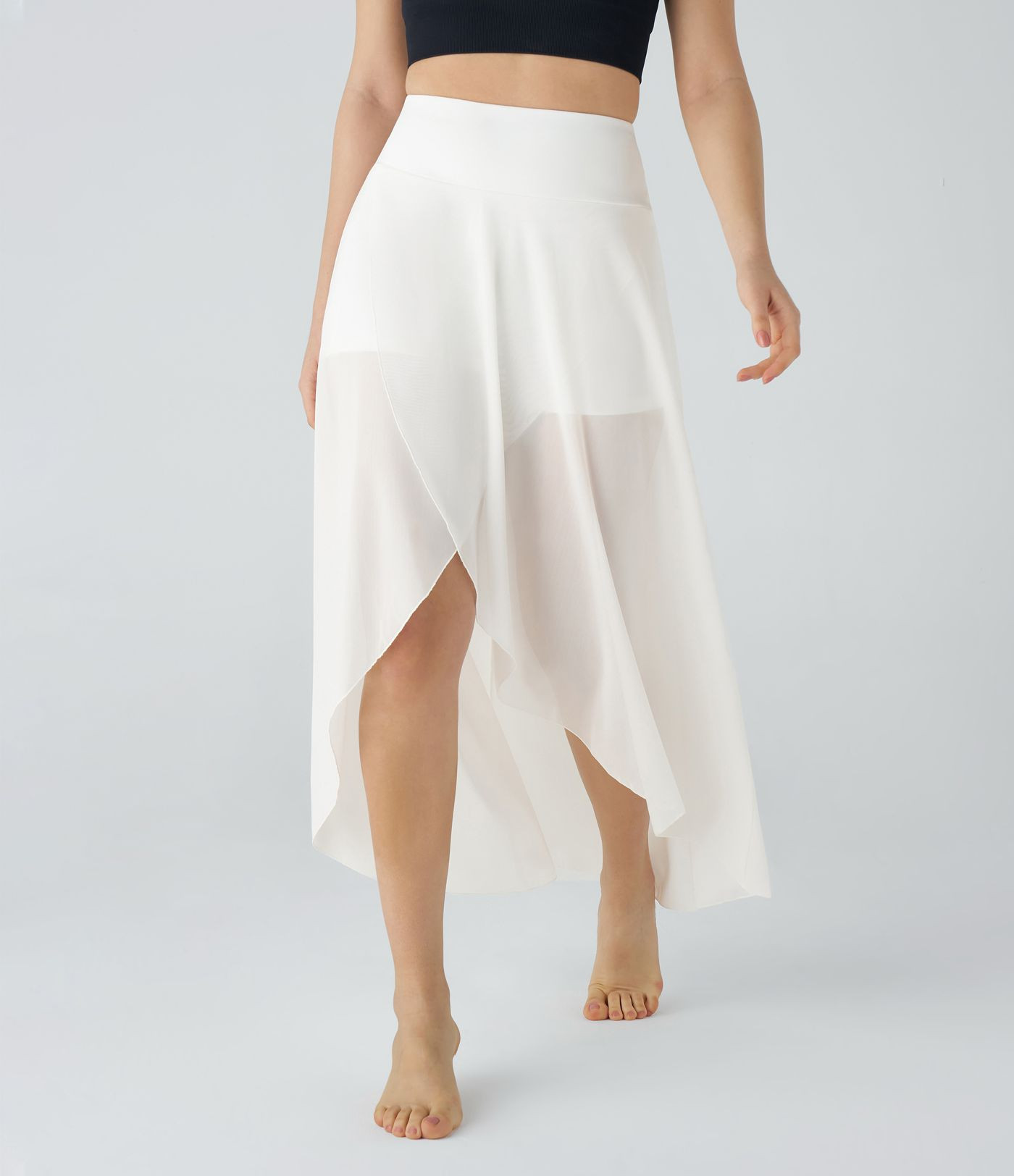 Women\u2019s High Waisted High Low Ruffle 2-in-1 Pocket Flare Mesh Casual Regular Maxi Skirt - Ha... | HALARA