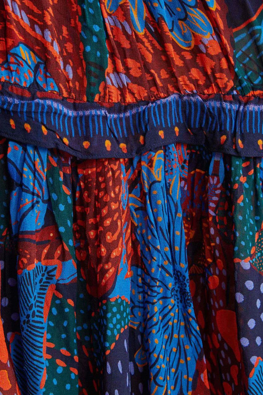 blue cool leopard ruffle maxi dress | FarmRio