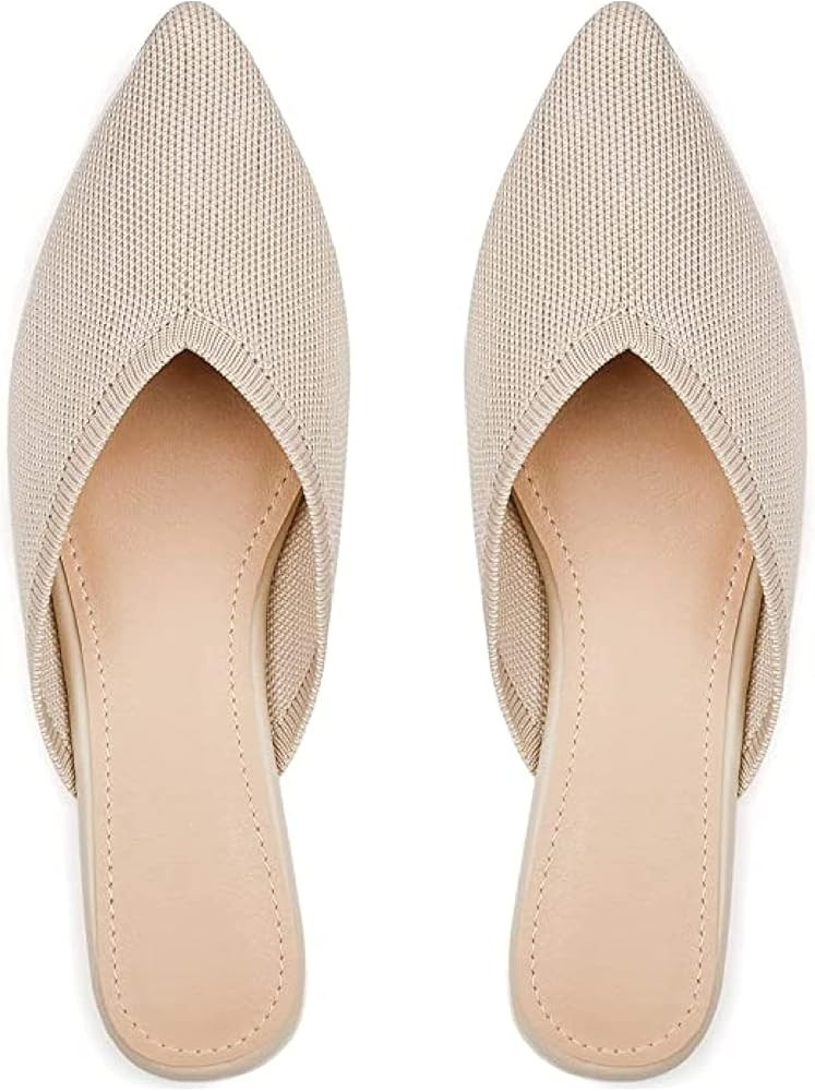 Slocyclub Flat Mules for Women, Closed Pointed Toe Flat Loafers for Ladies, Slip-On Home Knitted ... | Amazon (US)