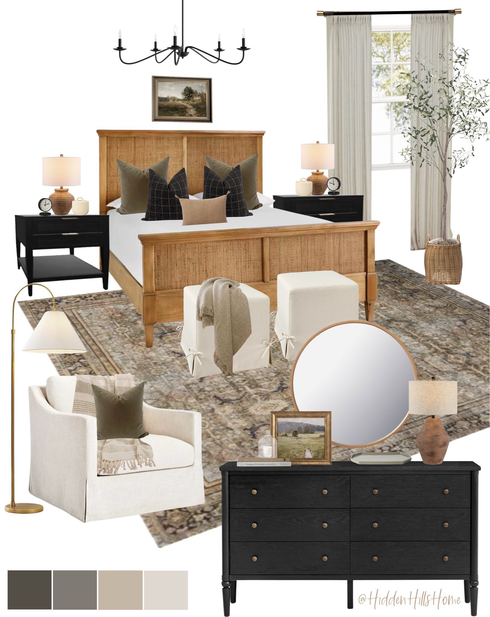 Master Bedroom Decor, nightstands, modern traditional bedroom mood board, affordable nightstands, bedroom rug, home decor ideas, bedroom design #bedroom

#LTKHome #LTKSaleAlert