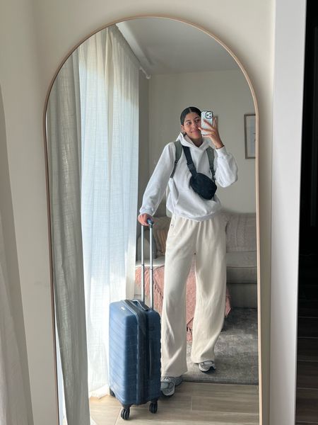 airport outfit / travel outfit ✈️

hoodie: aritiza 
wide leg sweat pants: nasty Gal 
suitcase: Home Depot 
Crossbody: lululemon 
Backpack: target 

#LTKSeasonal #LTKfit #LTKtravel