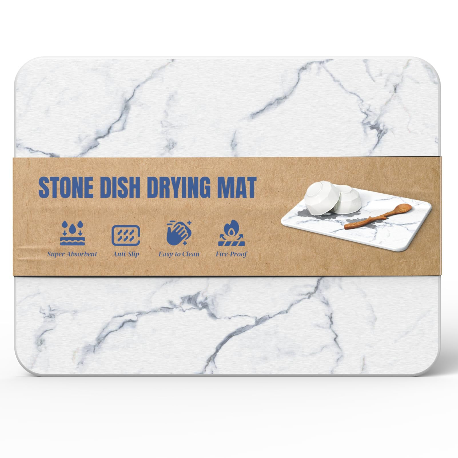 Quick Dry Stone Drying Mat for Kitchen Counter, Water-Absorbent Diatomaceous Dish Drying Mats, Mu... | Amazon (US)
