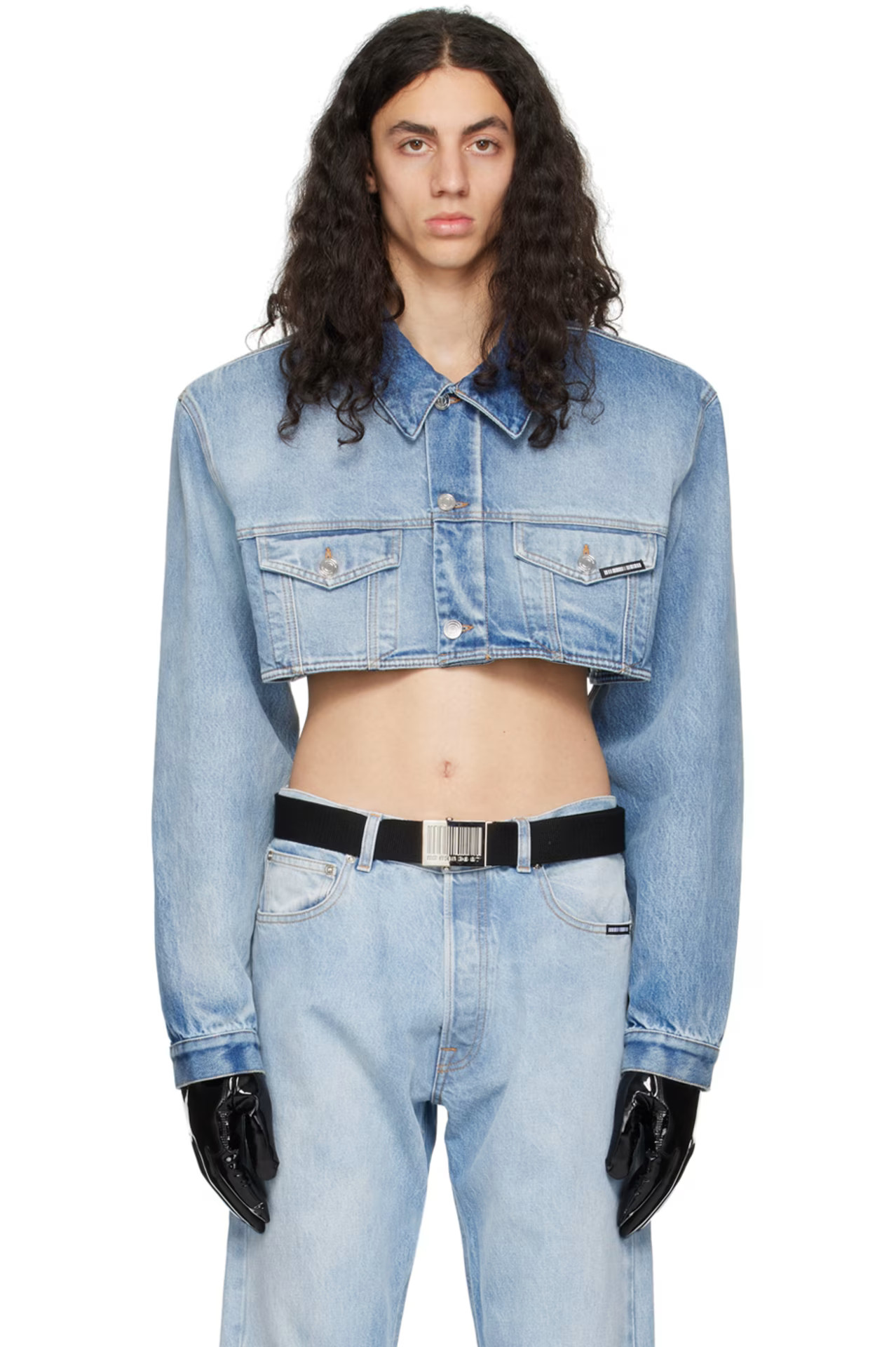 Blue Cropped Denim Jacket | SSENSE