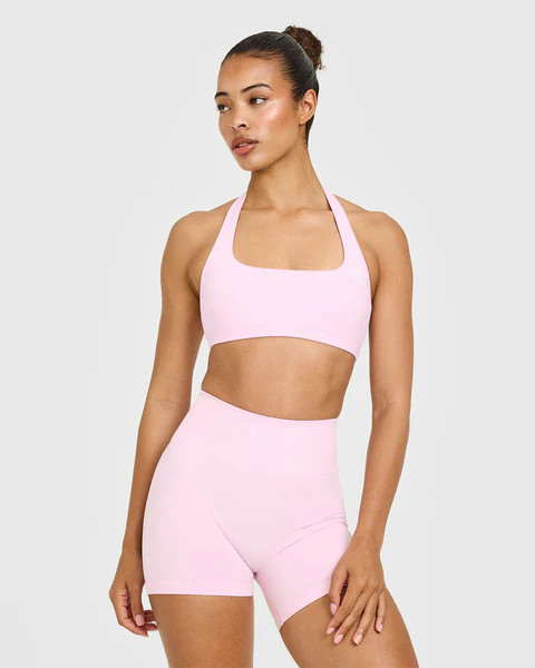 EasyLift™ Halter Bralette with White Logo 
 Chalk Pink | Oner Active (UK / US)