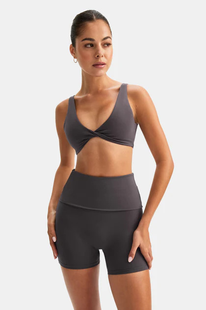 DAYFLEX TWIST FRONT SPORTS BRA - COOL ESPRESSO | TALA (UK)
