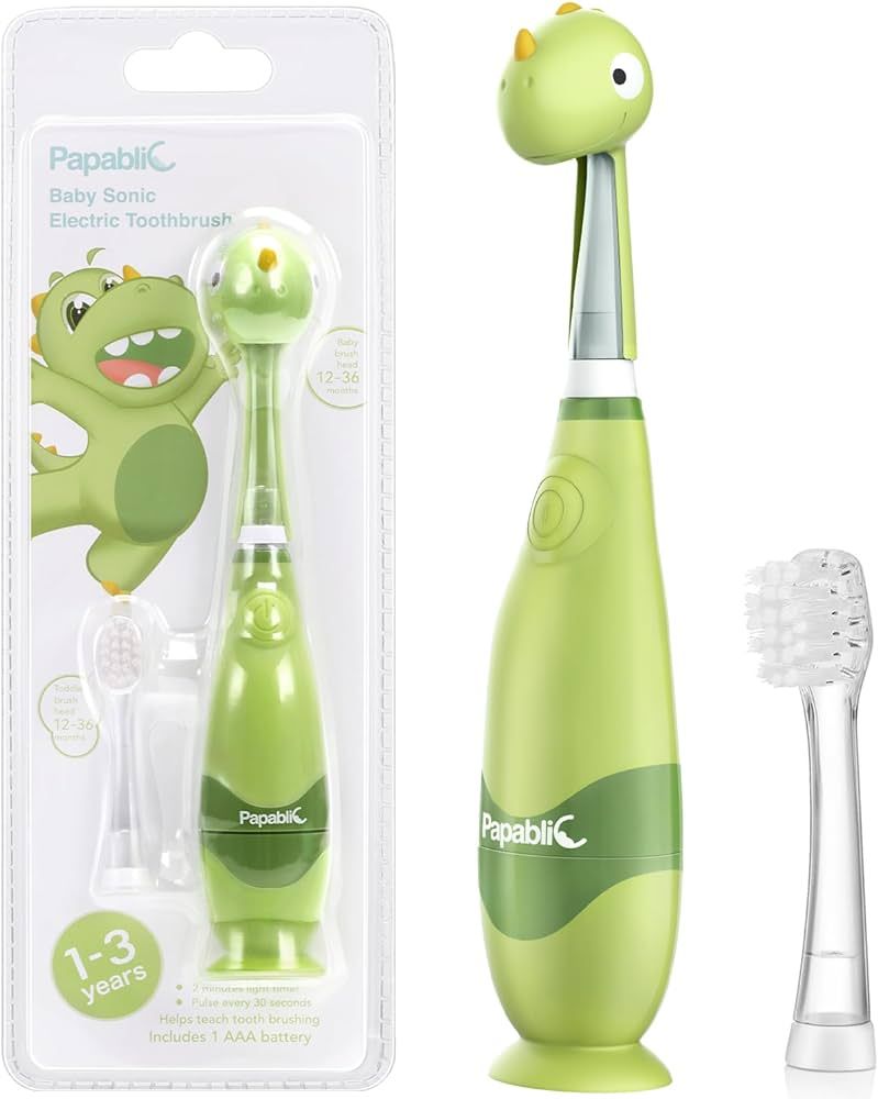 Papablic Toddler Sonic Electric Toothbrush for Ages 1-3 Years, Baby Electric Toothbrush with Cute... | Amazon (US)