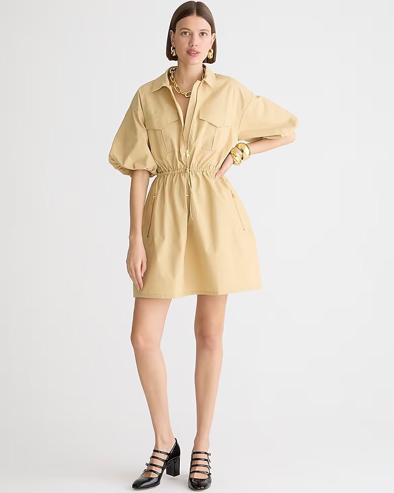 Puff-sleeve mini dress in cotton poplin | J.Crew US