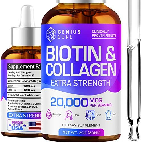Genius Biotin & Collagen Hair Growth Drops - Potent US Made Hair Growth Product - Healthy Skin & ... | Amazon (US)