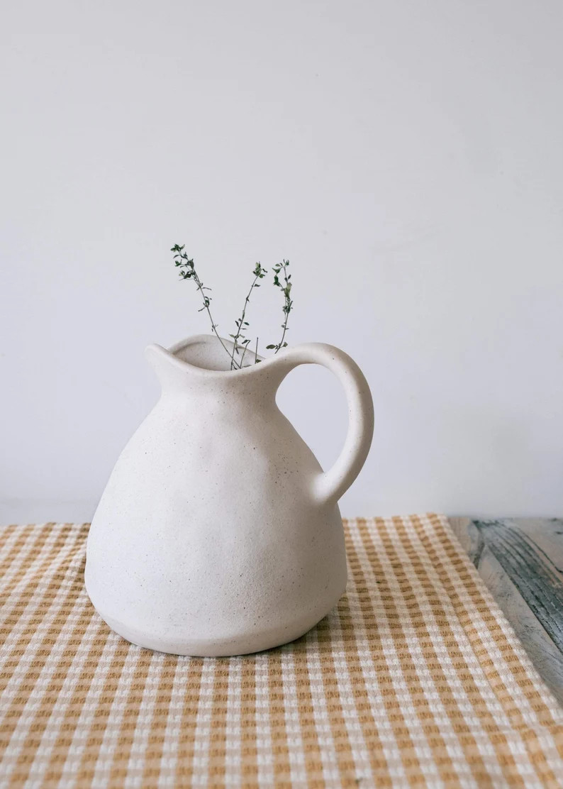 Jug Vase White With Brown Specs Matte Textured Finish, Earthy Jug Flower Vase, Nordic / Scandi / ... | Etsy (UK)