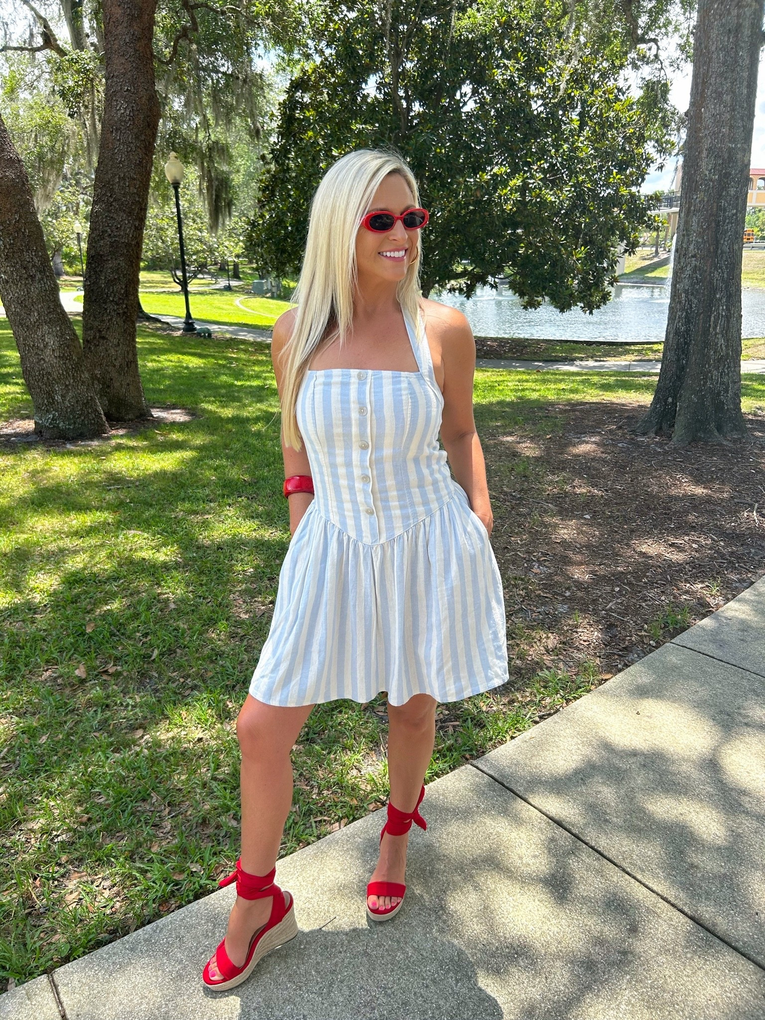 Red, white & ready for the long weekend 🇺🇸✨ This @target striped mini + pops of red are giving subtle patriotic perfection for Memorial Day plans ❤️🤍💙

#LTKootd #LTKTravel #LTKSeasonal