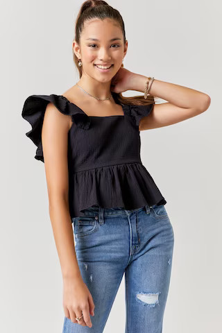 franki Bow Back Peplum Top for Girls | Francesca's