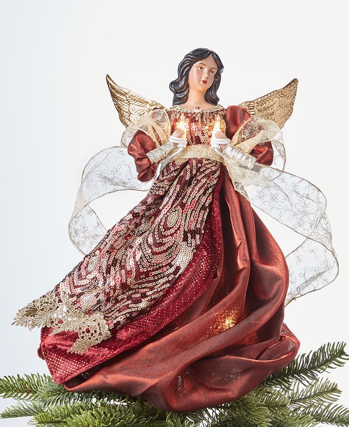 Holiday Lane African-American Angel Tree Topper in Red & Gold, Created for Macy's & Reviews - Sho... | Macys (US)