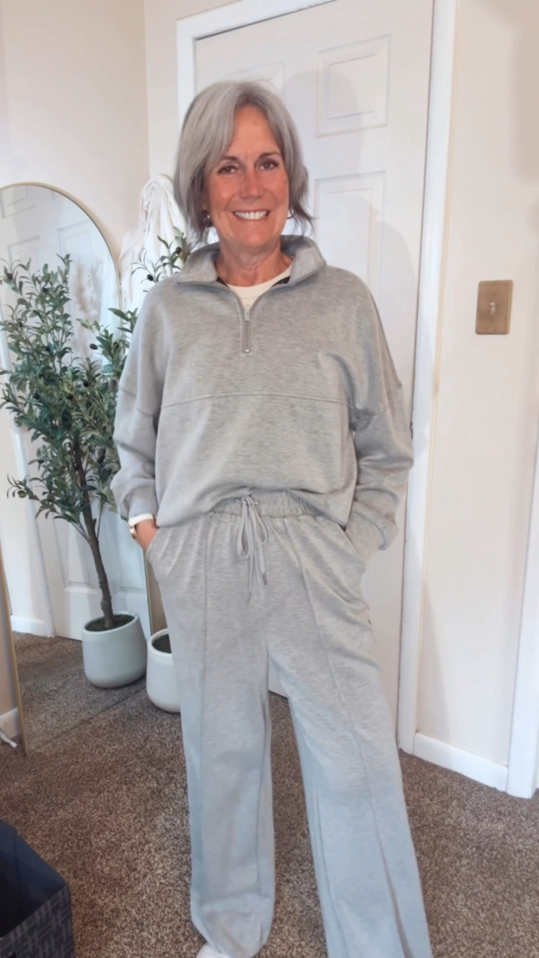 Back home from vacation and ready to relax in this 2 piece set. I love tge piping on the legs. It gives it an elevated look.  This is a set I would wear shopping and for travel. It comes in several colors and I am wearing a small for reference  

#LTKOver40 #LTKActive #LTKmomlife