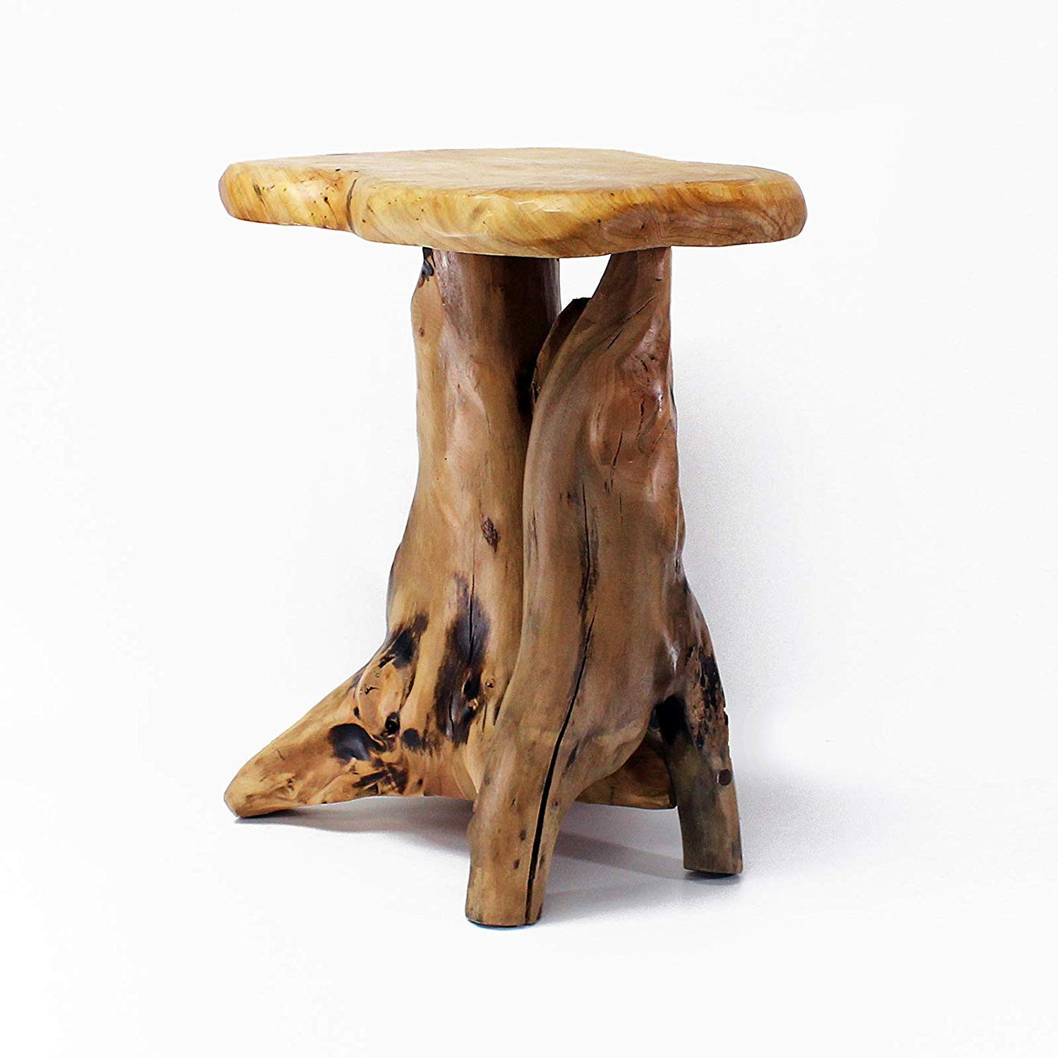 WELLAND Cedar Root Wood Log Side Table, End Table, Rustic Primitive Natural Live Edge | Amazon (US)