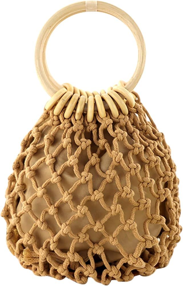 Ayliss Women Mini Clutch Tote Handbag Top-handle Bucket Drawstring Handbag Beach Woven Handmade Fish | Amazon (US)