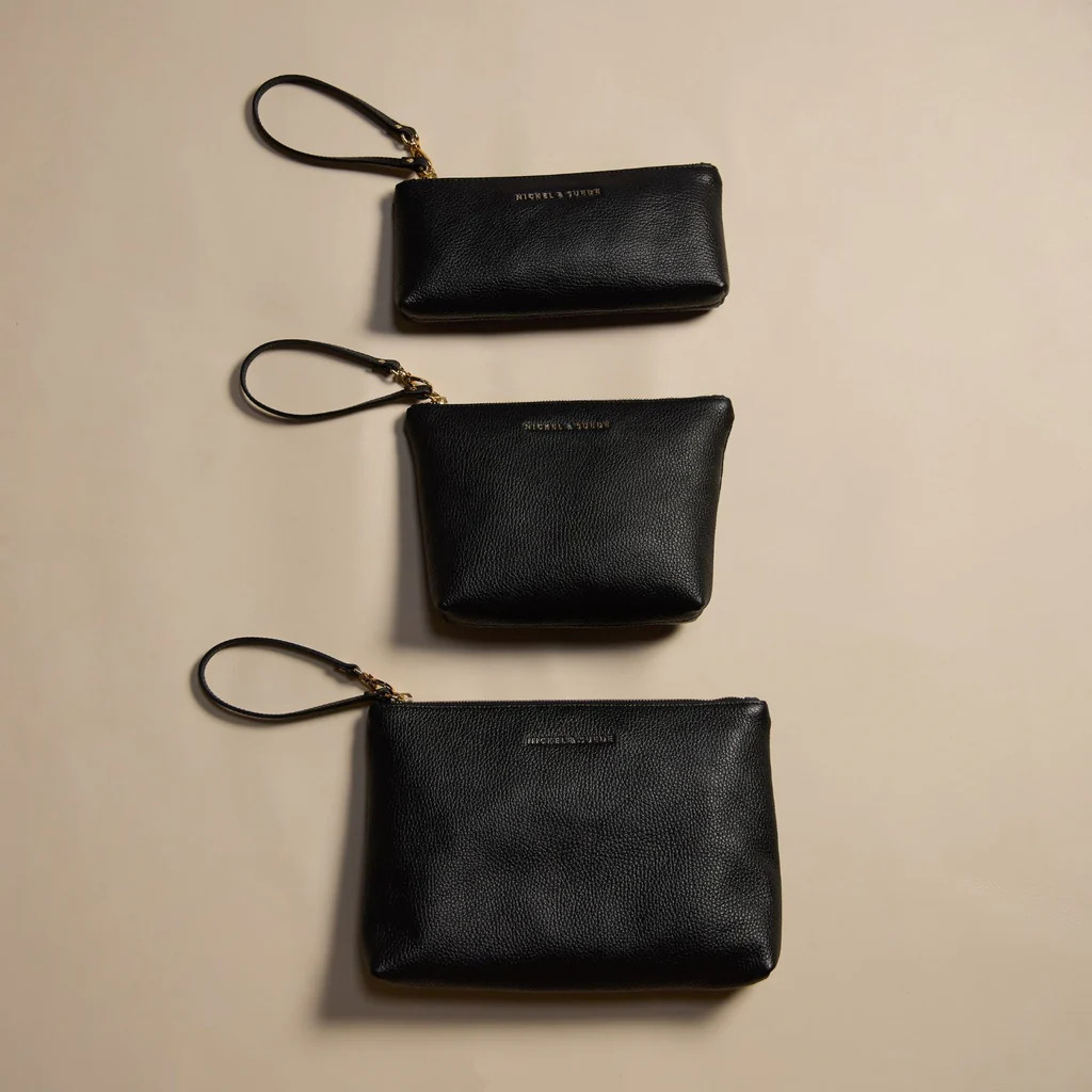 Black Essential Pouch | Nickel and Suede