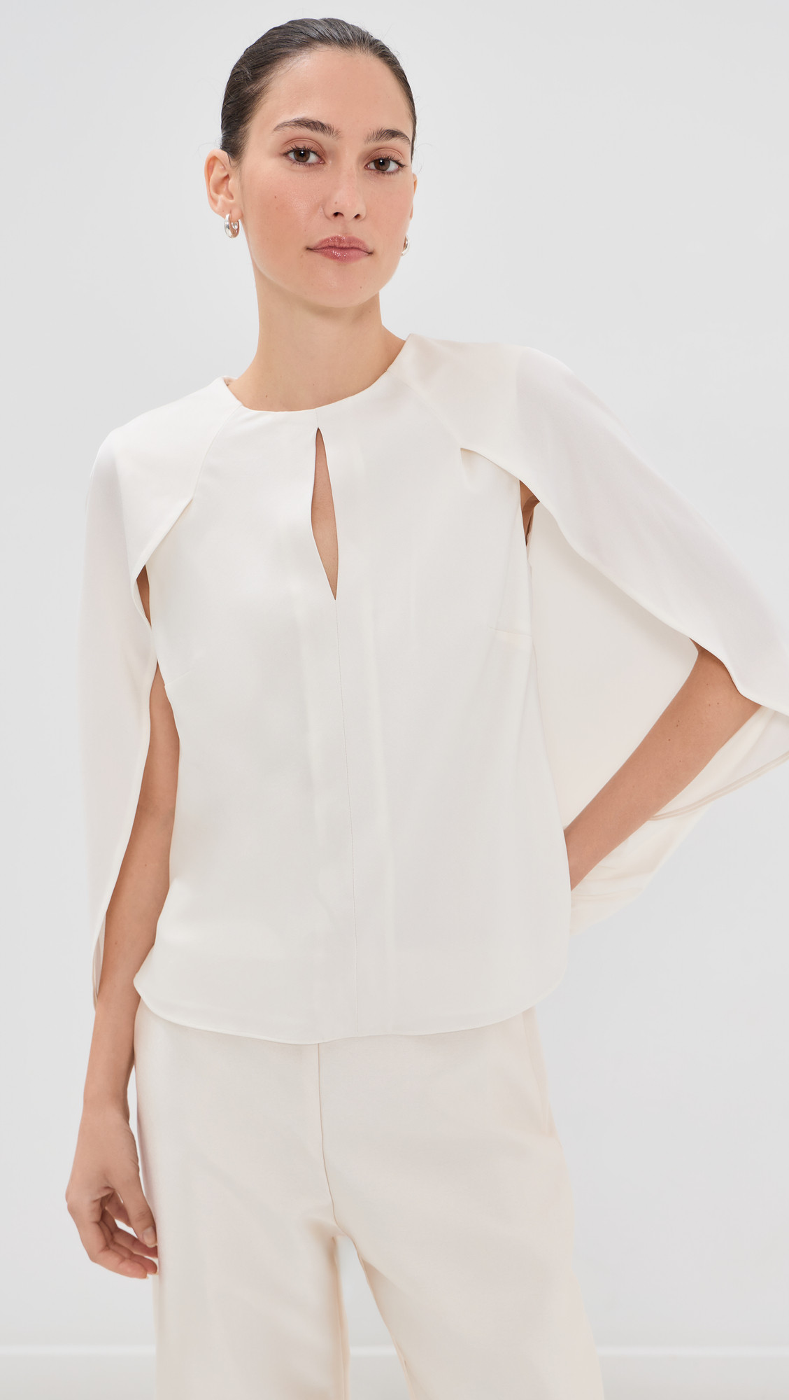 SIMKHAI Lauren Cape Top Ivory L | Shopbop