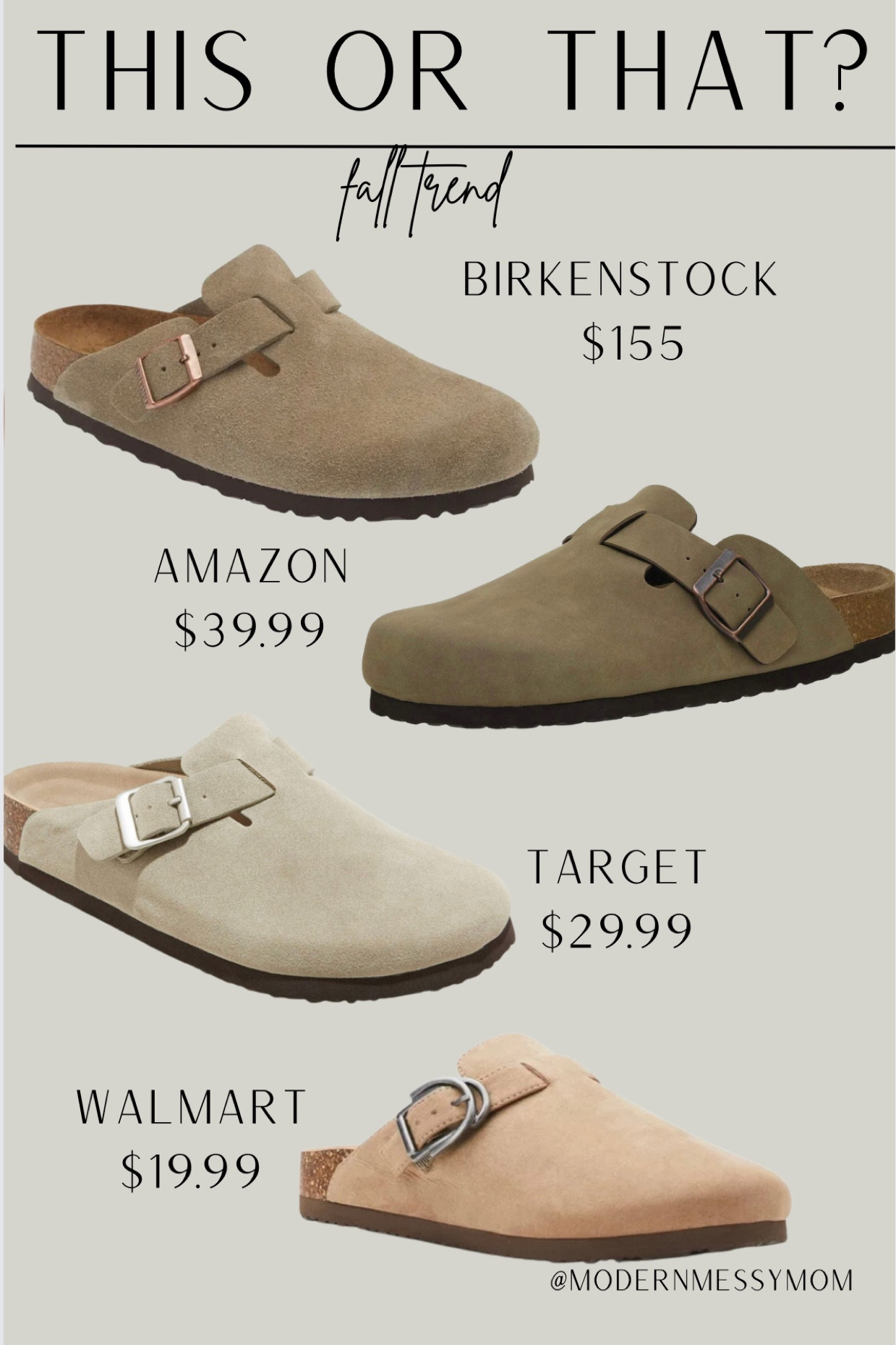 Fall trend 🚨Birkenstock clog
Which one do you prefer? 
Clog
Birks 
Dupe 
Birkenstock dupe
Fall shoes 

#LTKshoecrush #LTKstyletip #LTKSeasonal