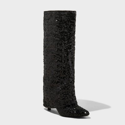 Women's Abba Sequin Foldover Tall Boots - A New Day™ | Target