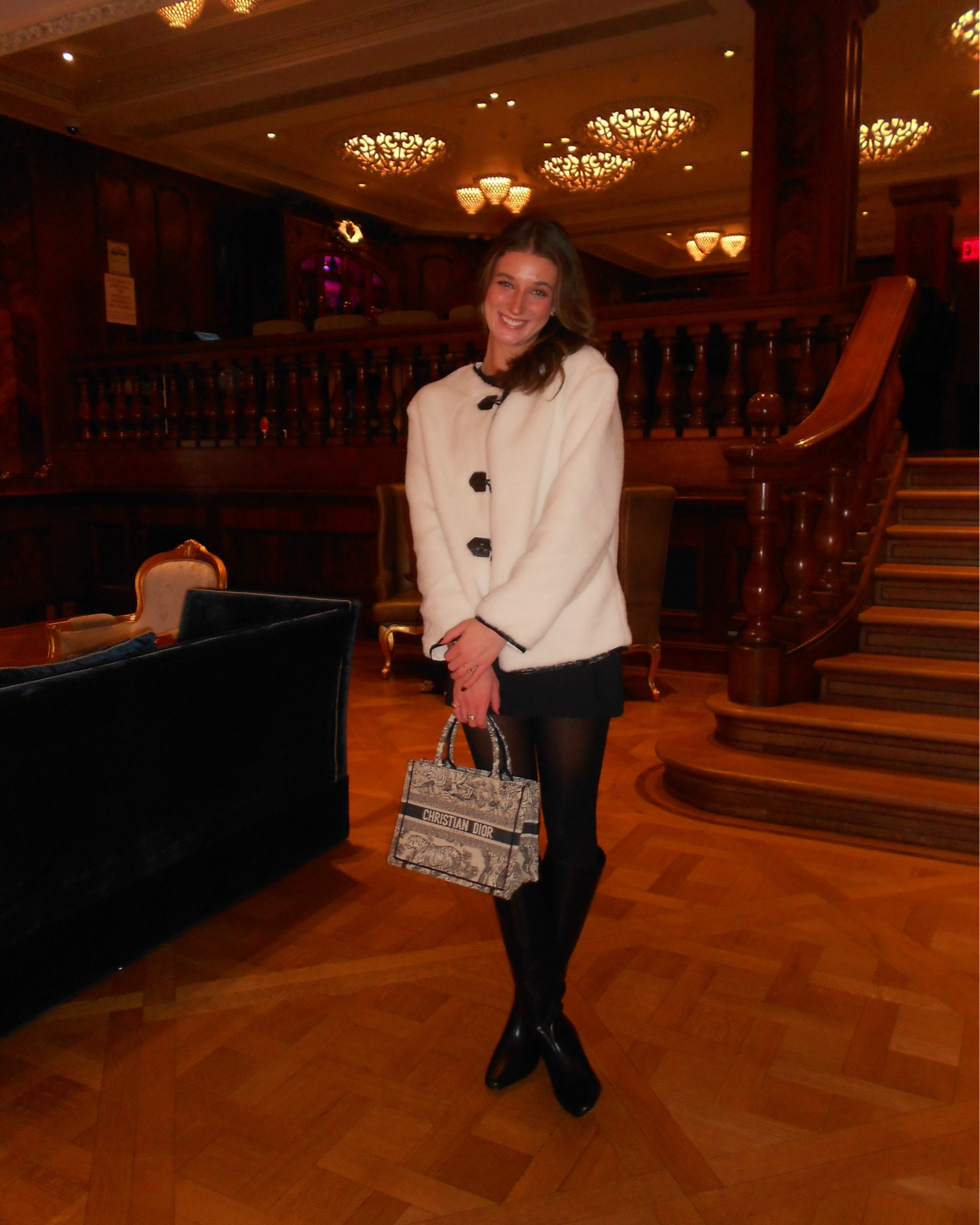 White fur jacket with black long sleeve top and black mini skirt with black tights and black tall boots. New York fashion. Fashion info. New Year’s Eve outfit. Cold weather outfit. NYC outfit. Amazon fashion. Affordable fashion. Holiday outfit. Vacation outfits. Ski outfit. Vacation outfits. Cherry coded. Moto Boho. Minimalist outfits. Capsule wardrobe. Street style. Retro looks. Effortless elegance. Chunky boots. Statement coats. Cozy sweaters. Holiday party outfit. Monochromatic looks. Natural glam. 

#LTKTravel #LTKStyleTip #LTKSeasonal