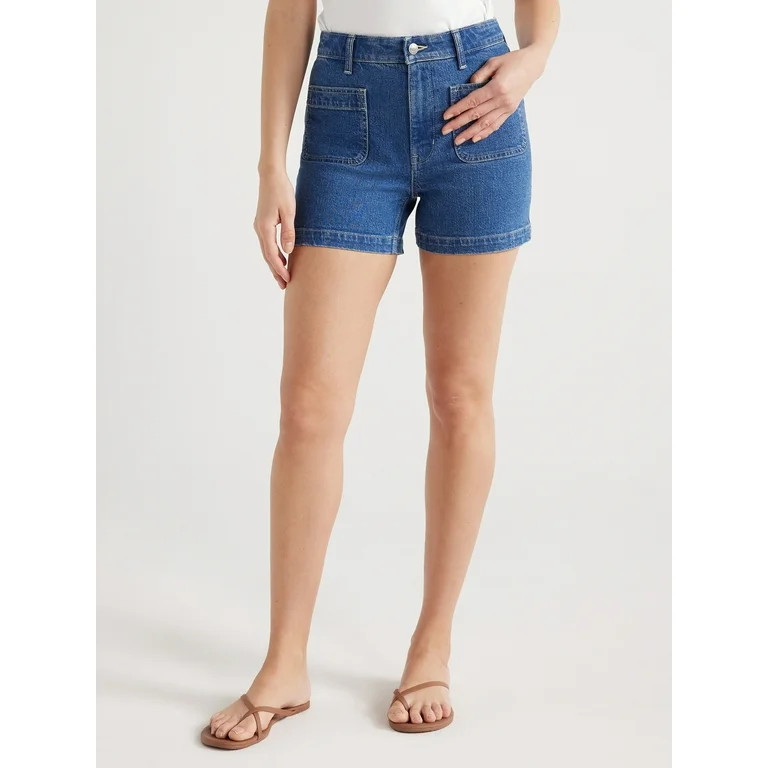 Free Assembly Women’s Patch Pocket Denim Shorts, 4” Inseam, Sizes 0-20 | Walmart (US)