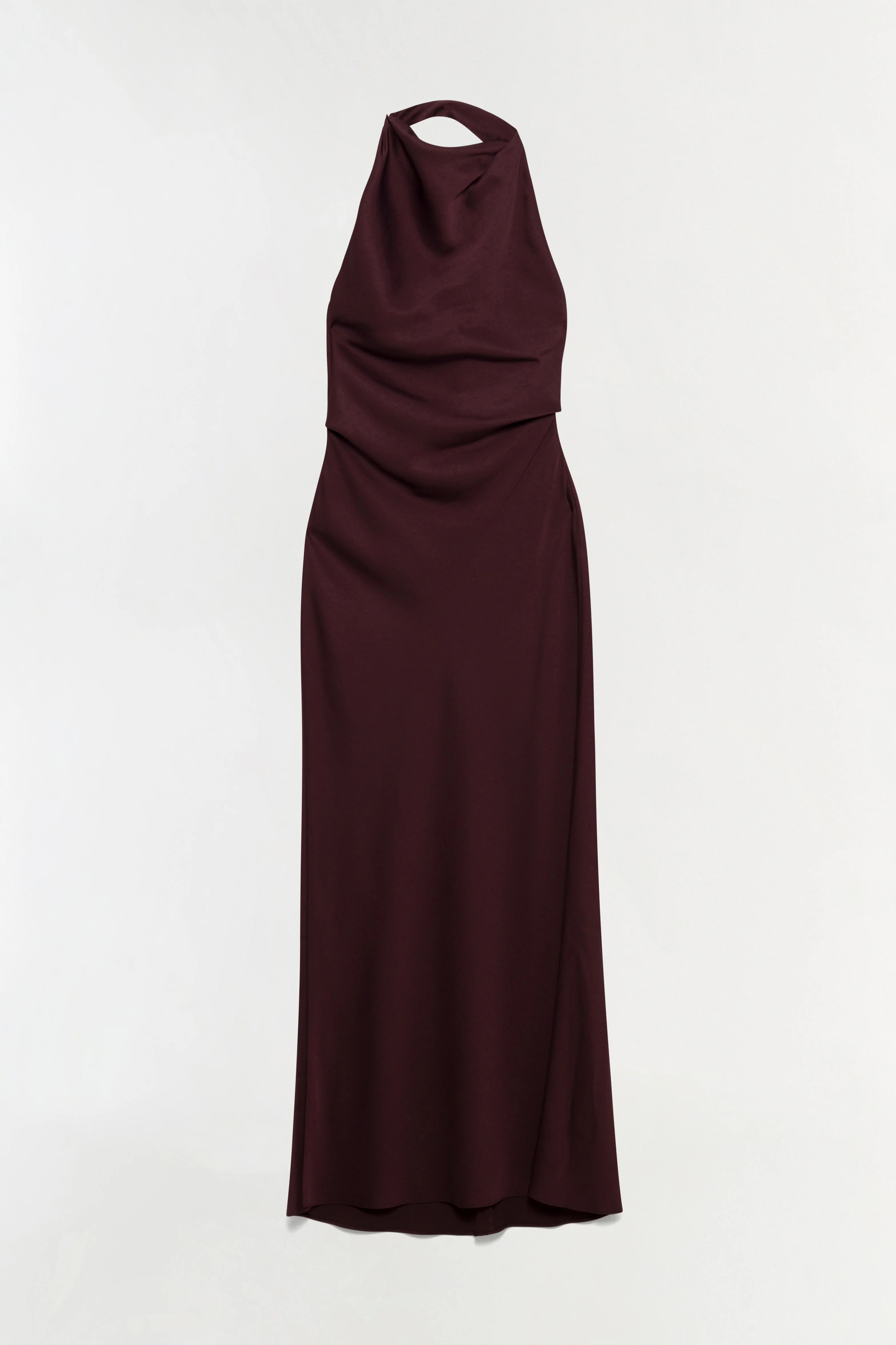 SIMKHAI Women's Reannon Draped Satin Gown in Mahogany, Size 6 | Simkhai