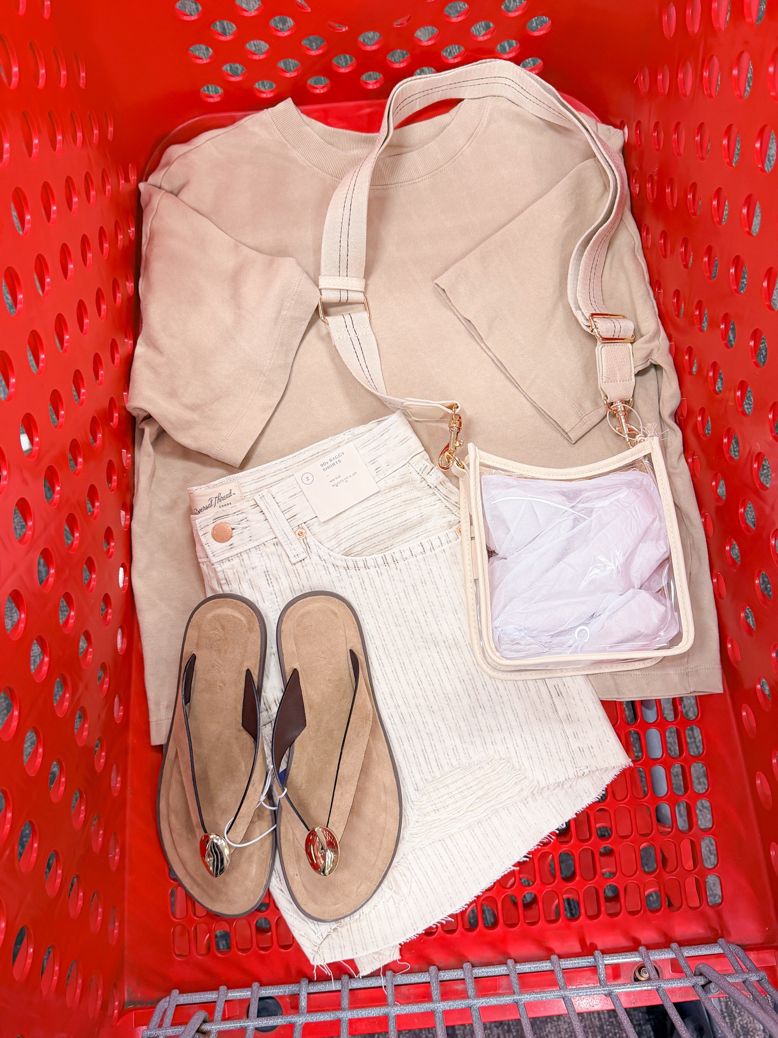 Neutral beach outfit at Target.