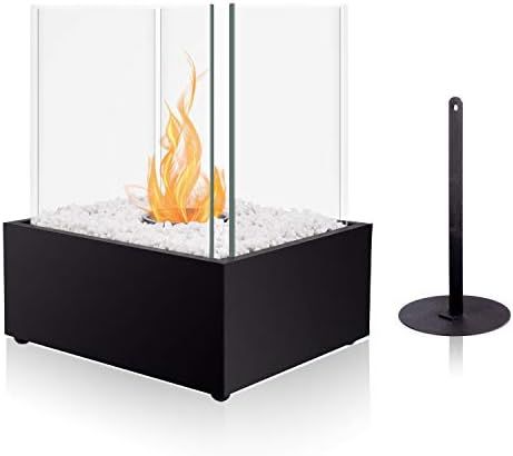 BRIAN & DANY Square Tabletop Bio Ethanol Fireplace with Pebbles and Fire Killer | Amazon (UK)