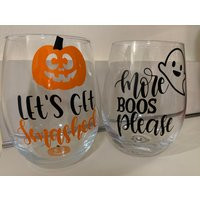 Halloween Wine Glasses | Stemless Glass Set Holiday Gifts Decor Fall | Etsy (CAD)