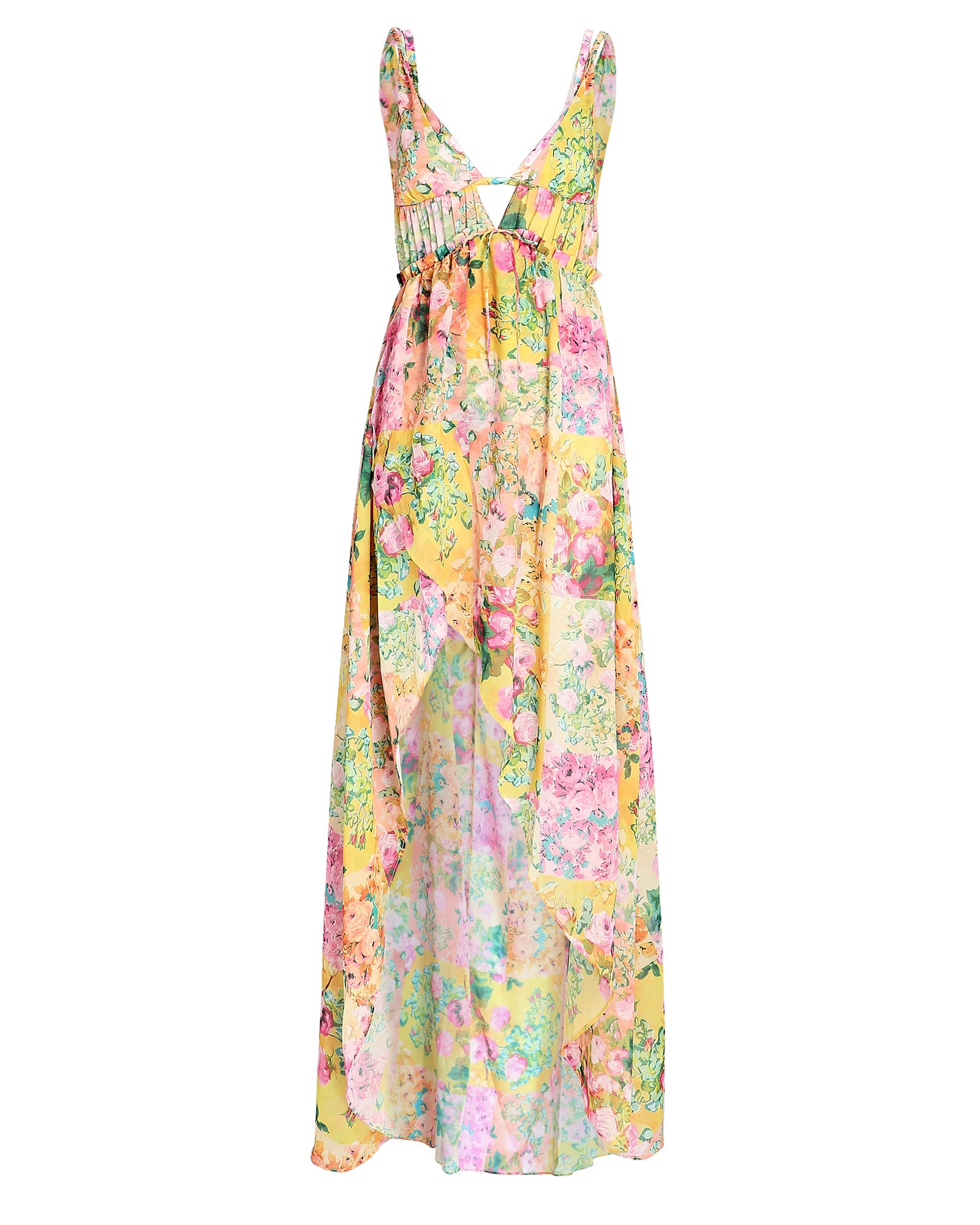 For Love & Lemons Madison Floral Maxi Dress, Yellow S | INTERMIX