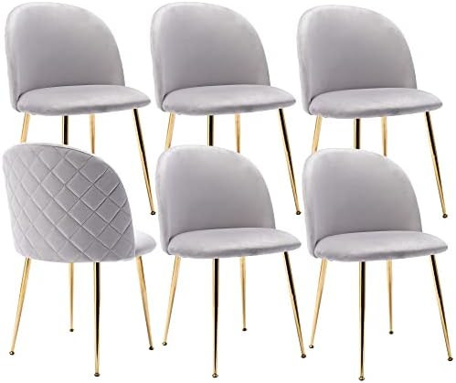 Chairus Dining Chairs Set of 6 Velvet Upholstered Vanity Chair with Gold Metal Legs, Modern Living R | Amazon (US)