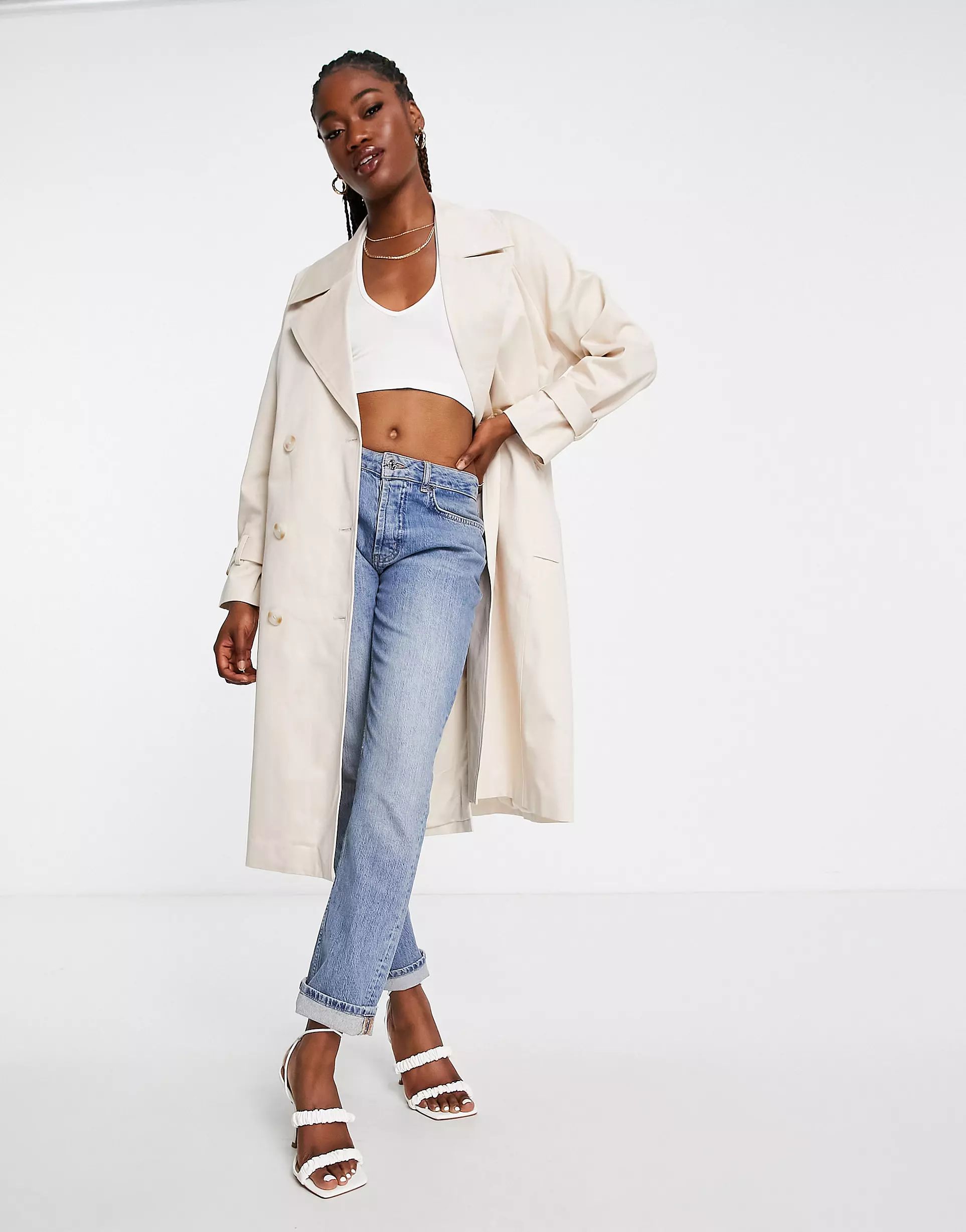 Ever New belted trench coat in stone | ASOS | ASOS (Global)