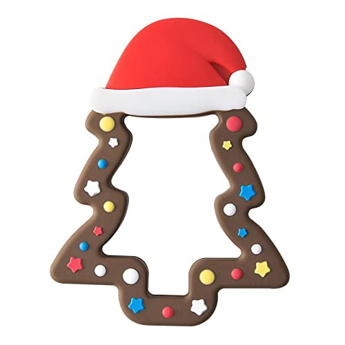 Jimibaby Silicone Christmas Teether, The First Christmas Teething Toy for Baby Boys and Girls, Ideal Christmas Stocking Stuffer, Comes with Gift Package (Christmas Hat) (Holiday Chocolate) | Amazon (US)