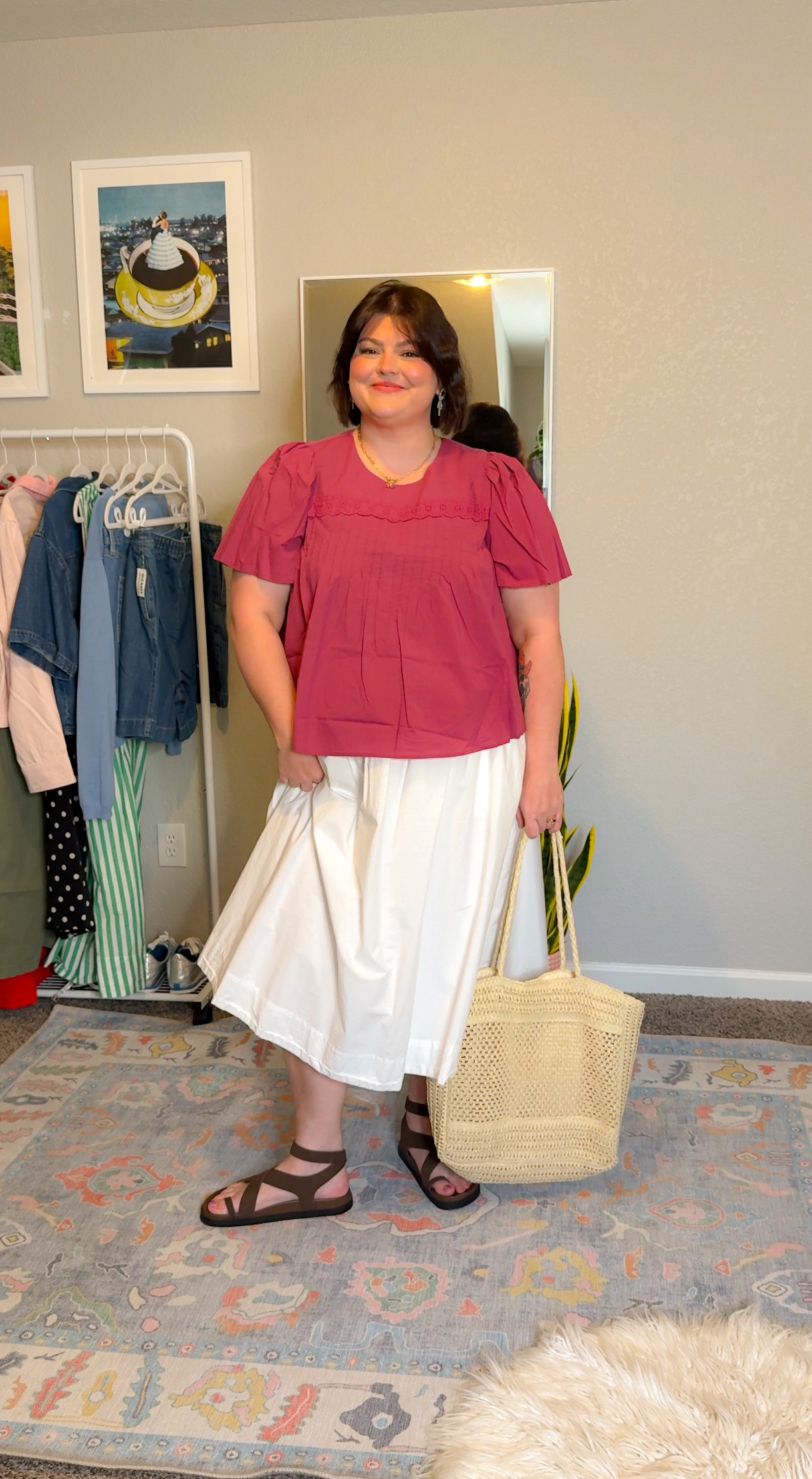 5 ways to style a white skirt: fun blouse and sandals 

perfect for a girls night! don't be afraid to play with shape when styling your skirt! an all flowy outfit is so comfy annnd leaves more room for tacos 😁 

 #LTKMidsize #LTKPlusSize