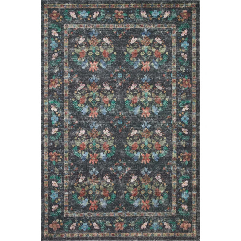 Rifle Paper Co. x Loloi Courtyard Charcoal Area Rug feat. CloudPile | Wayfair North America