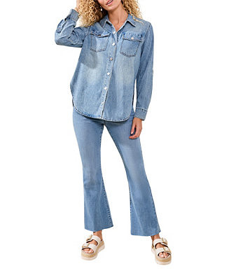 Women's Classic Denim Roll-Up Sleeve Shirt | Macy's