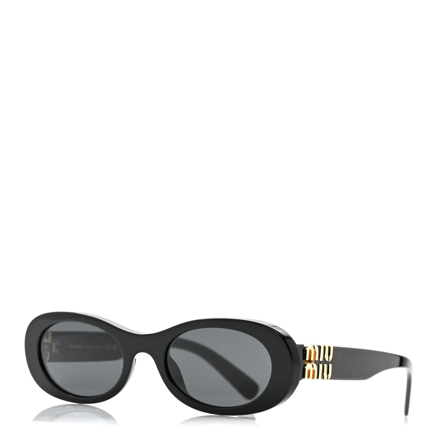 Miu Miu Acetate Oval Sunglasses SMU 06Z Black | FASHIONPHILE (US)