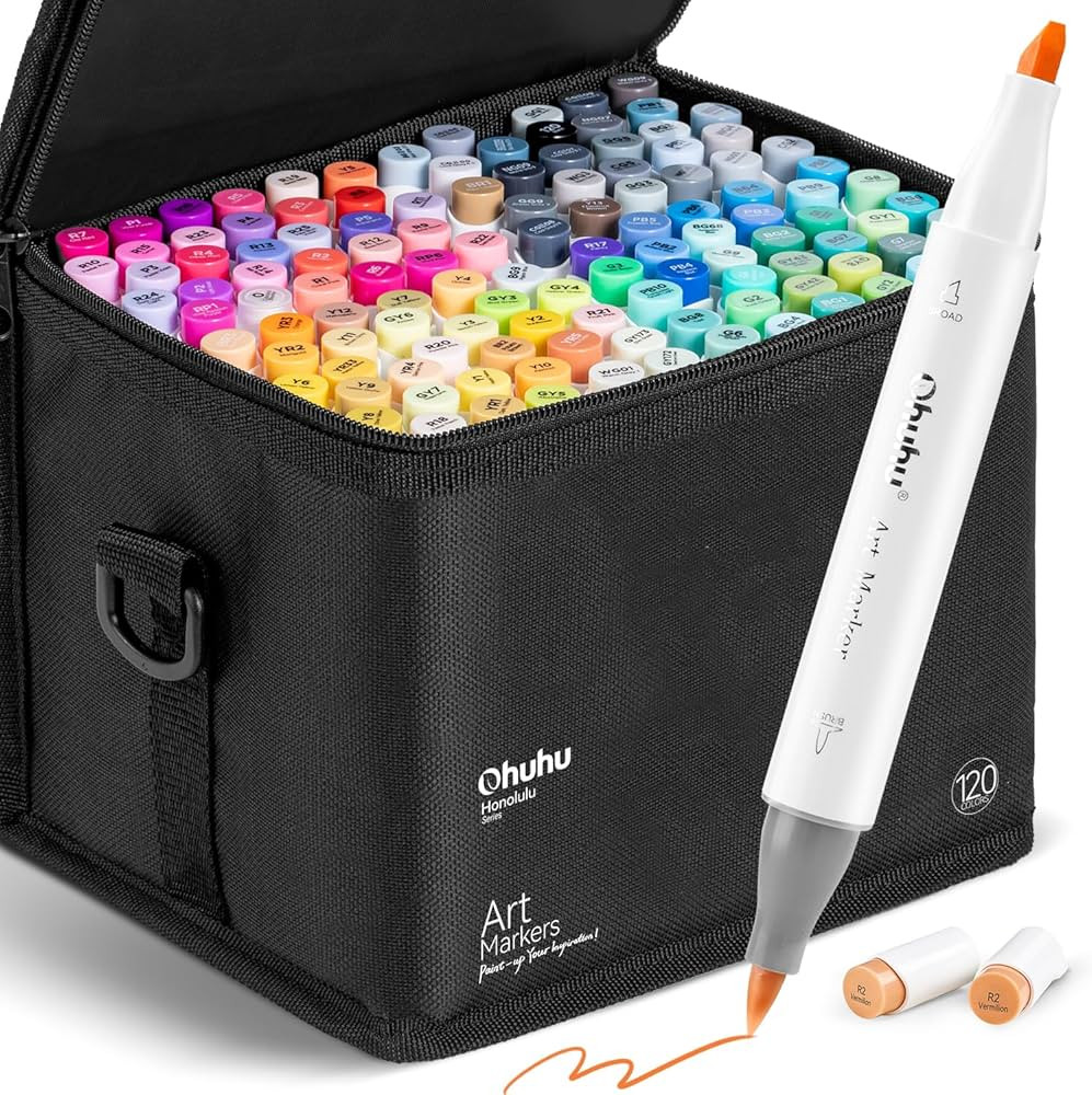 Ohuhu Alcohol Markers Brush Tip -Double Tipped Art Marker Set for Artist Adults Coloring Illustra... | Amazon (US)
