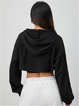 GORGLITTER Women's Cropped Hoodie Sweatshirt Long Sleeve Super Crop Top Hooded Sweatshirts Shrug ... | Amazon (US)