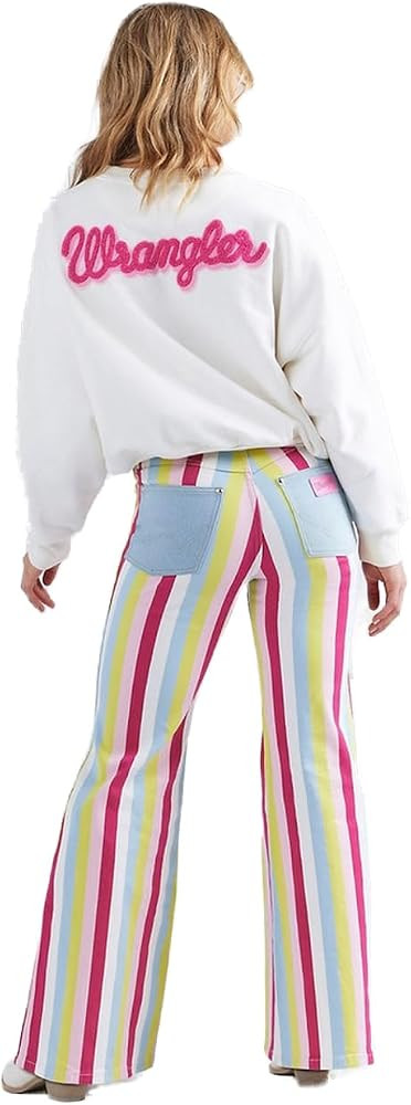 Wrangler x Barbie Women's Wanderer High Rise Hero Stripe Flare Jean Multi 26x32 | Amazon (US)