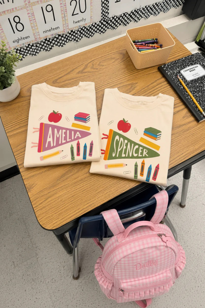 Personalized Flag Kids Graphic Tee | Natural | Caden Lane