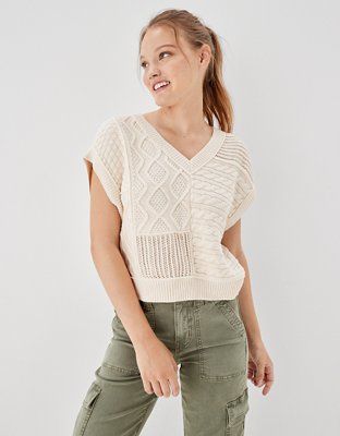 AE Oversized Patchwork Sweater Vest | American Eagle Outfitters (US & CA)