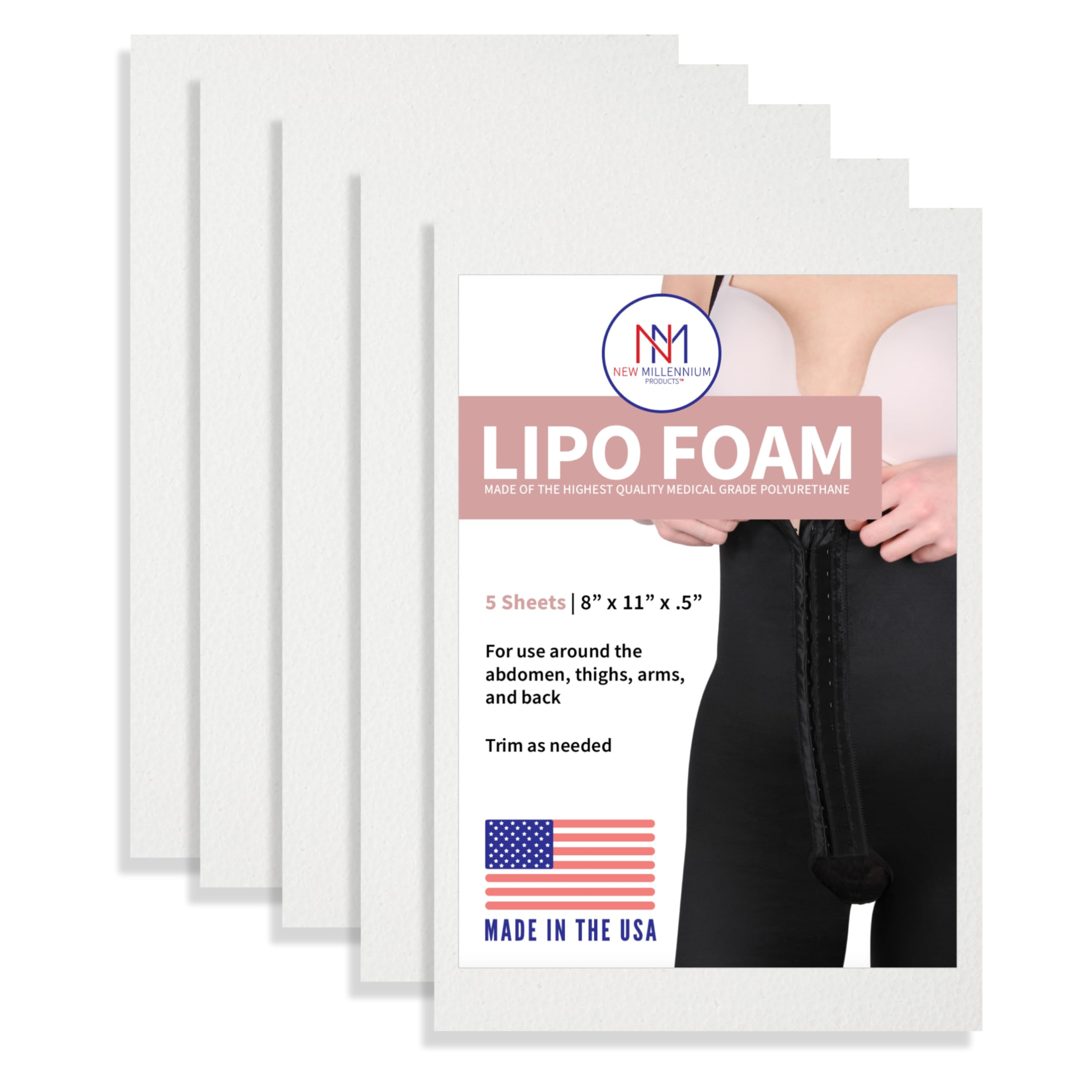 New Millennium Premium Lipo Foam Sheets (5 Pack) | USA Medical-Grade Compression Pads - Liposucti... | Amazon (US)