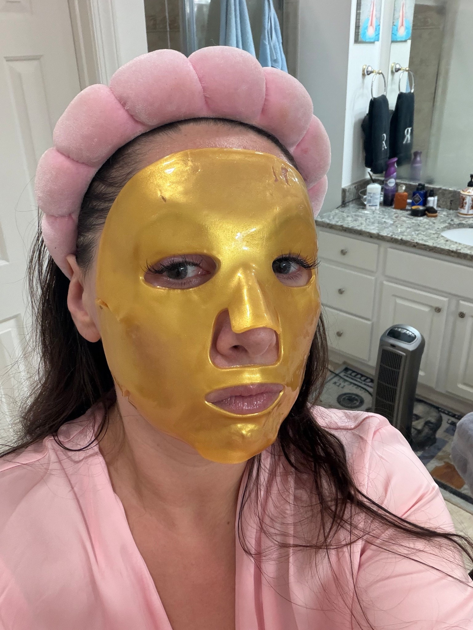 For a while now may of you been wondering about these masks by Prestige that often go on almost 90% sale at Gilt! Here is my honest option:
Pros: There is a lot of product - super moist. They leave your face glowy and feeling refreshed. The feeling does last at least that day. There is enough product to massage on neck and chest when you take them off. 
Cons: The masks are thin - as you can see even ripped on the forehead when I pulled. Unfortunately they also slide down so this is a put me on and lay down kind of mask. 

#LTKBeauty #LTKdayinmylife #LTKSaleAlert