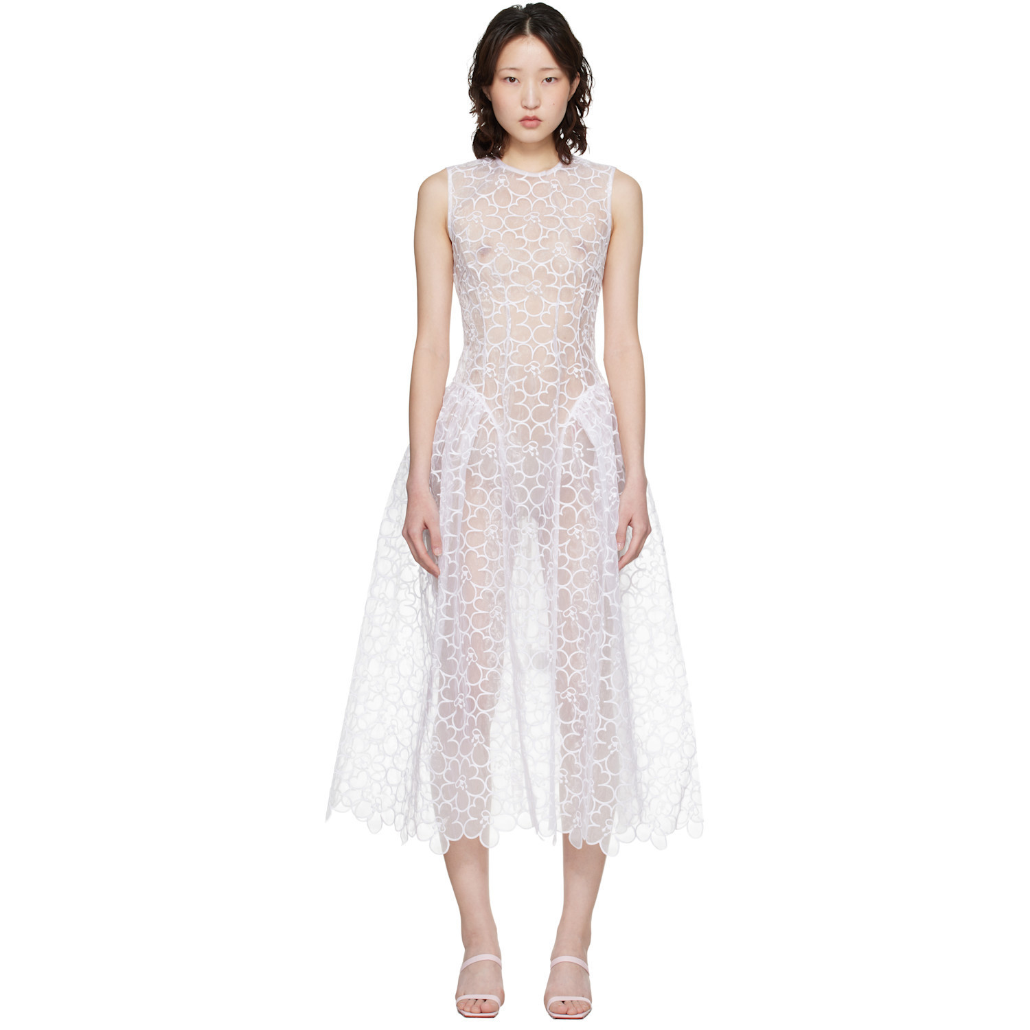 Cecilie Bahnsen White CBcate Midi Dress | SSENSE