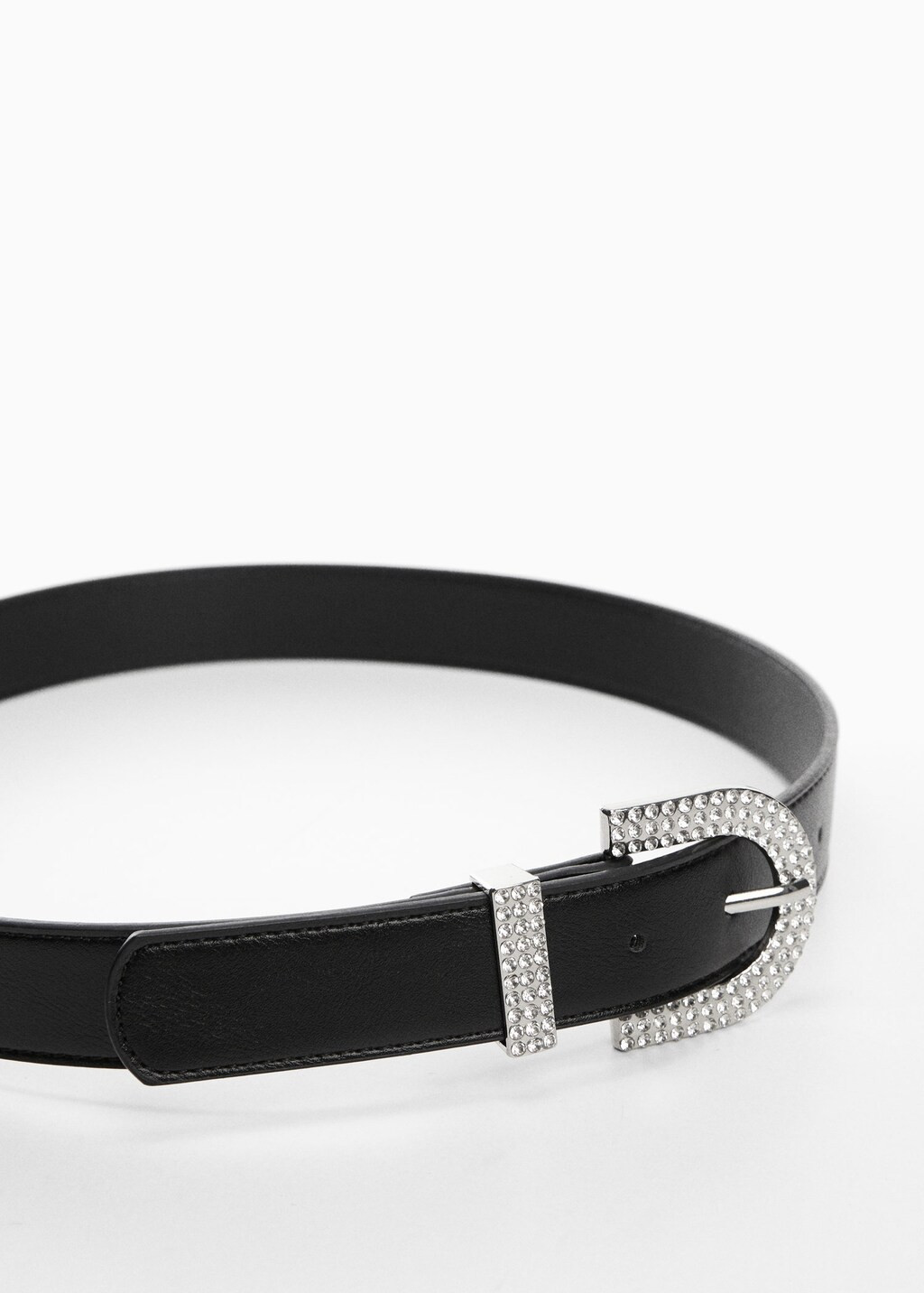 Faceted crystal buckle belt | MANGO (US)