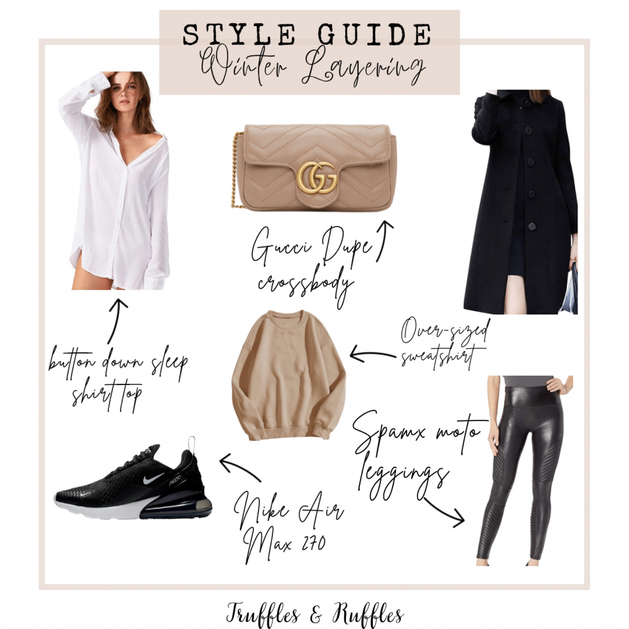 ✨Style Guide✨ Winter Layering! Winter outfits//winter outfit//street style//casual outfit//New Yorker look//New York style//street wear//layering//sleek//sneakers//Nike air max 270//gucci dupe crossbody//spanx moto leggings//leggings//button down sleep shirt//over sized sweatshirt//black long wool Coat//amazon finds//amazon fashion//fashion over 30//ootd//ootd style//winter style//trufflesandruffles_xoxo 

#LTKshoecrush #LTKstyletip #LTKFind