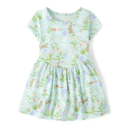 The Children's Place Toddler Girls Short Sleeve Easter Print V-Waist Dress, Sizes 12M-5T | Walmart (US)